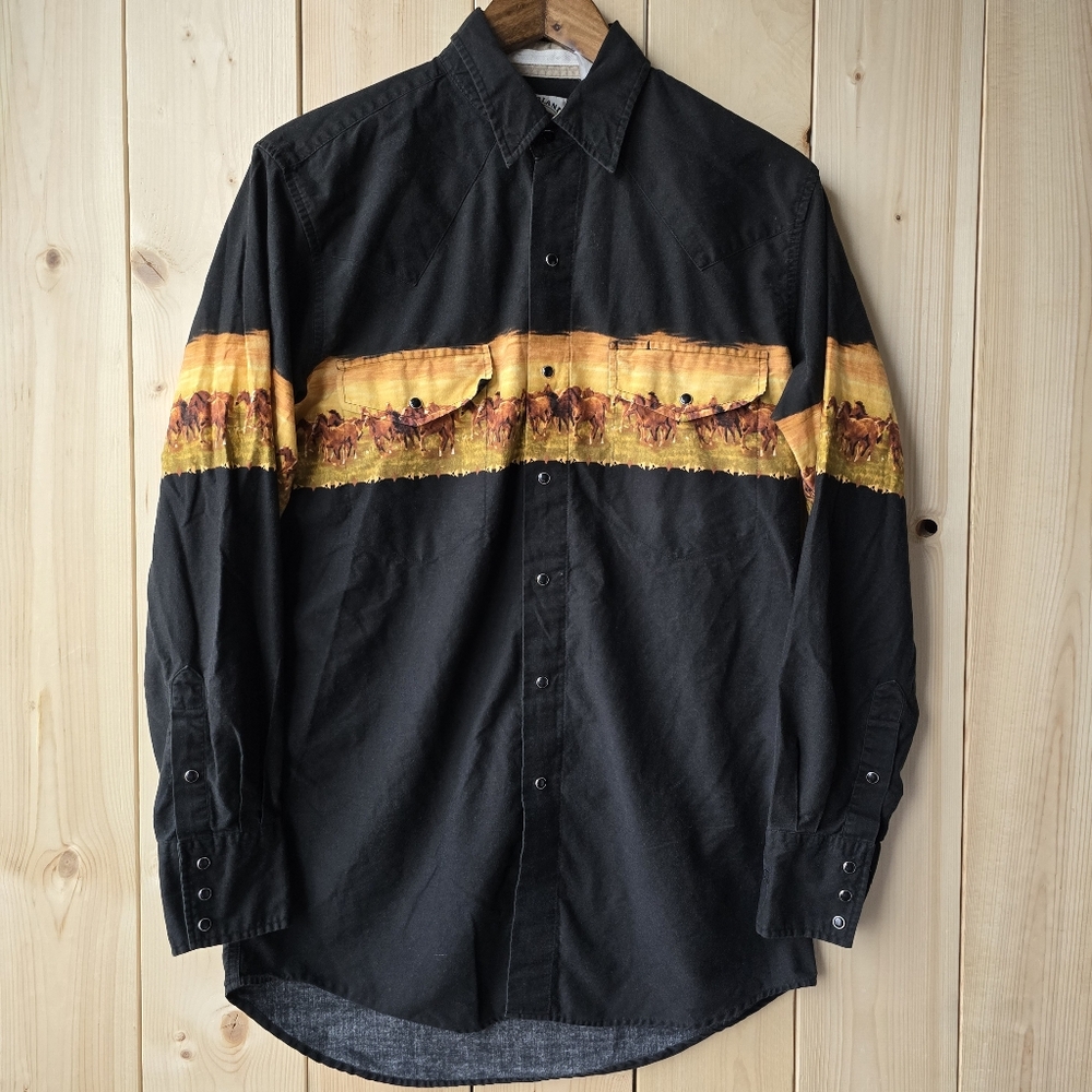 Vintage Cumberland Pearl Snap Western Button Up Cowboy Shirt Size Medium